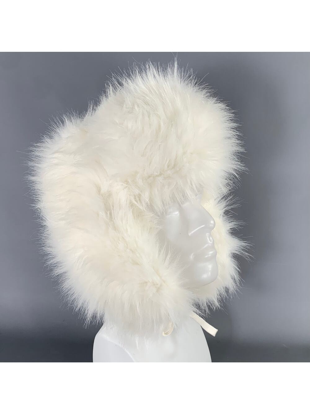 HOUSE OF FLUFF White Textured Faux Fur Acrylic Blend Hats